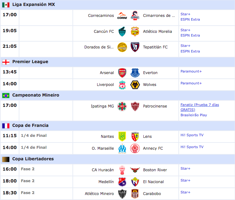 Partidos de liga 1 division